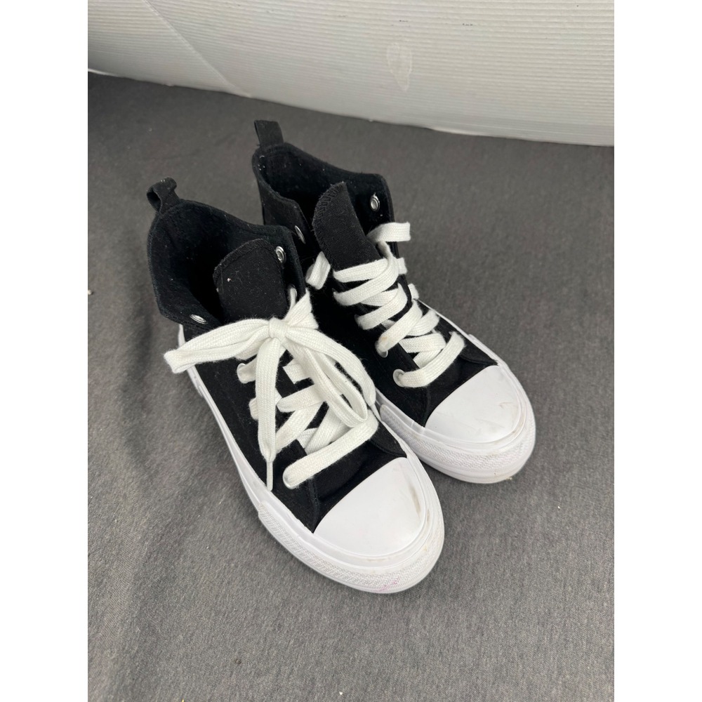 Wonder Nation Boys Girls Black Canvas High Top Sneakers Shoes Size 3‎
